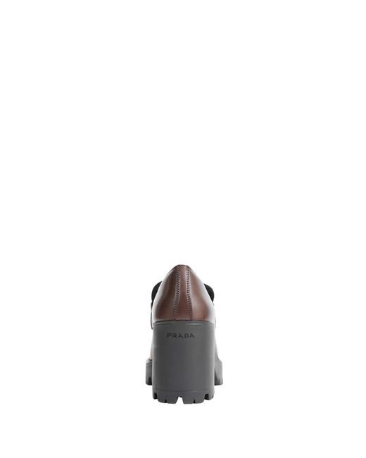 Prada Gray Leather Loafers
