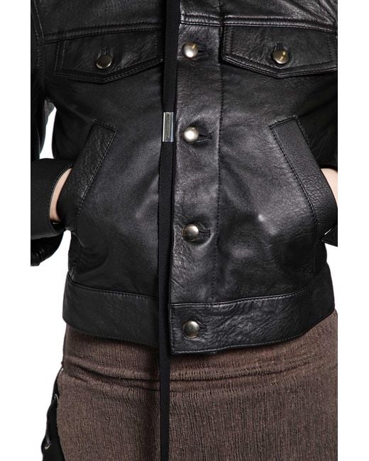 Ann Demeulemeester Black Ilmi Satin Structured Leather Jacket