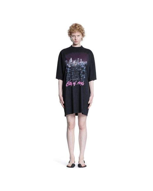 Balenciaga Black City Of Angels T-Shirt Dress