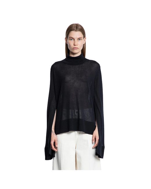 Totême Black Slit Sleeve Turtleneck