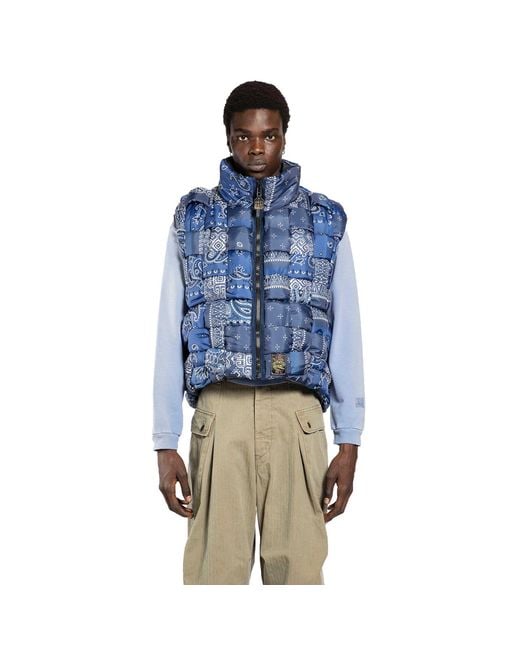 Kapital Blue Bandana Nylon Keel Weaving Vest for men