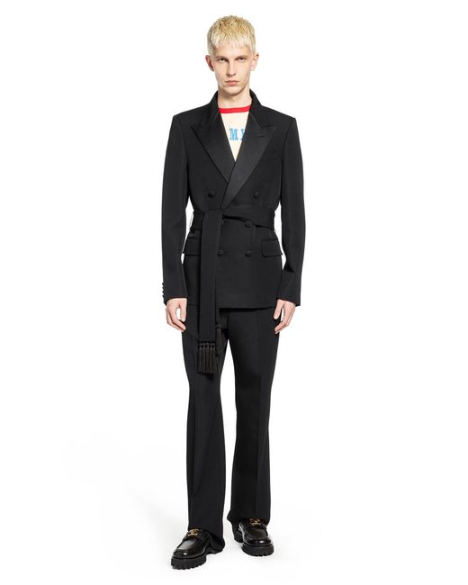 Valentino Black Double-Breasted Wool Blazer With Belt for men