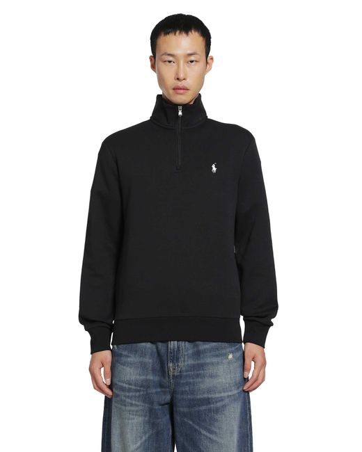 Polo Ralph Lauren Black Half-Zip Sweatshirt for men