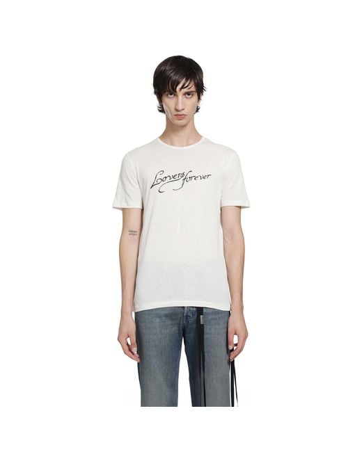 Ann Demeulemeester White Baptist 'Lovers Forever' Standard T-Shirt for men