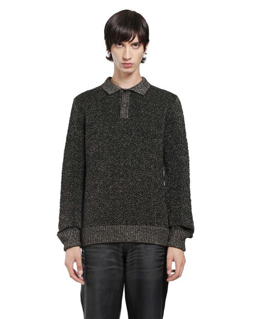Marni Black Lurex Wool Polo Sweater for men