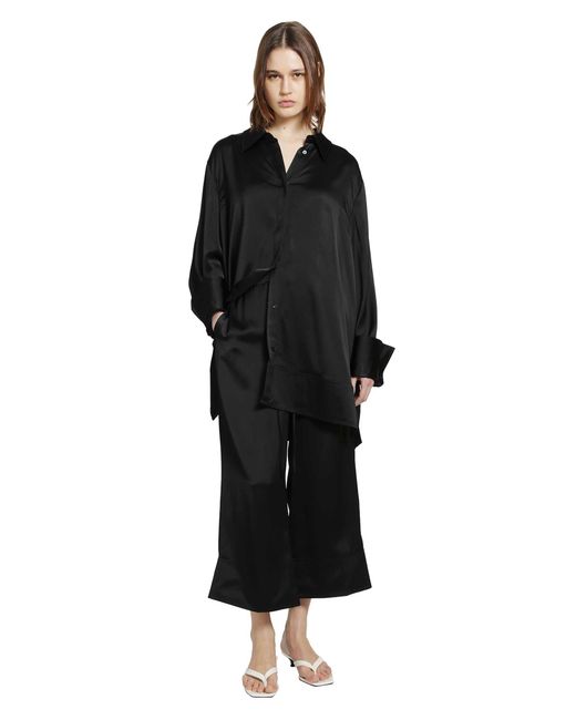 Totême Black Satin Drawstring Trousers