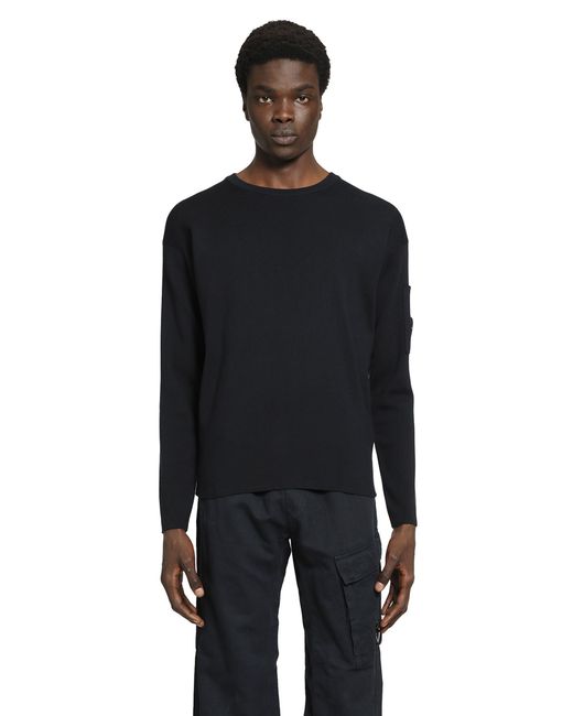 C P Company Black Cotton Sea Island Lens Sweater for men