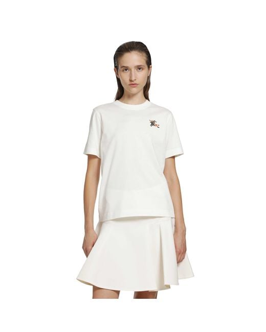 Burberry White Knight Check Cotton T-Shirt