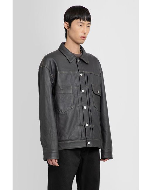 Giorgio Brato Gray Leather Jackets for men