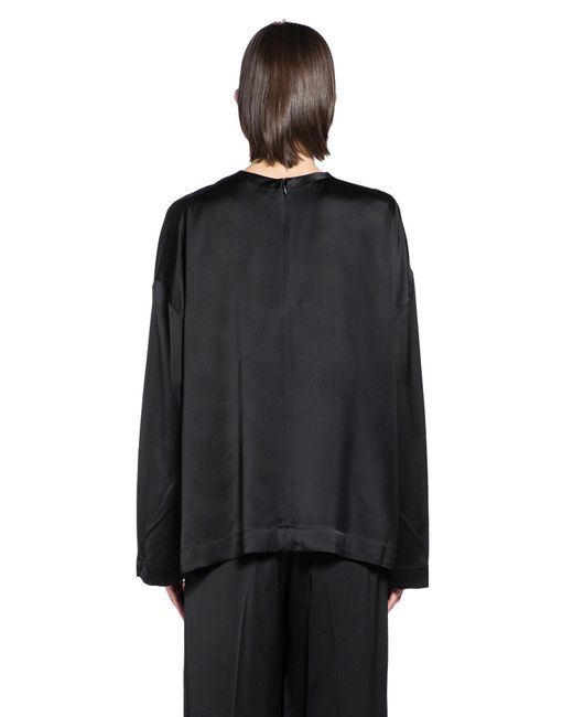Totême Black Boxy Satin Top