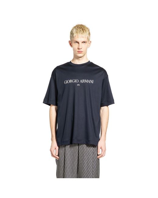 Giorgio Armani Blue Cotton Interlock Jersey T-Shirt for men