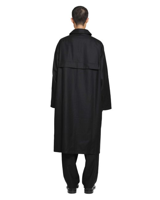 ROSE BURRITO Black Wool Flannel Coat for men