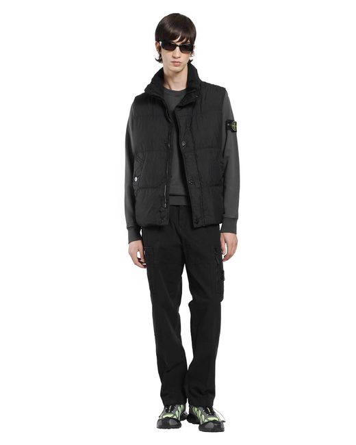 Stone Island Black G100010 Crinkle Reps Down Vest for men