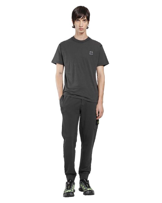 Stone Island Black 2100026 Cotton Jersey 'Fissato' Effect T-Shirt for men
