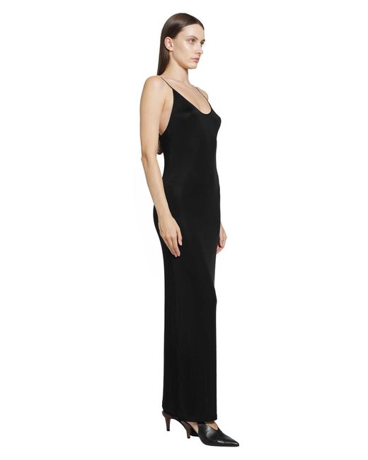 Saint Laurent Black Knit Cassandre Chain Backless Dress