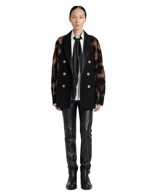Sacai Black Leopard Wool Knit Cardigan