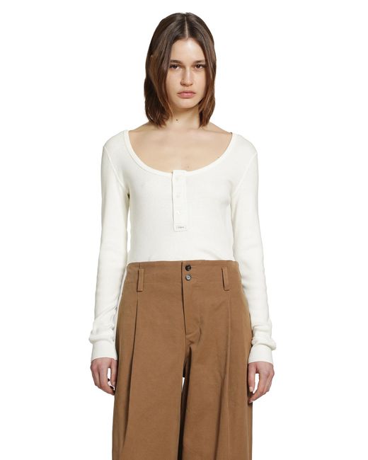 Chloé White Henley Long Sleeve Top