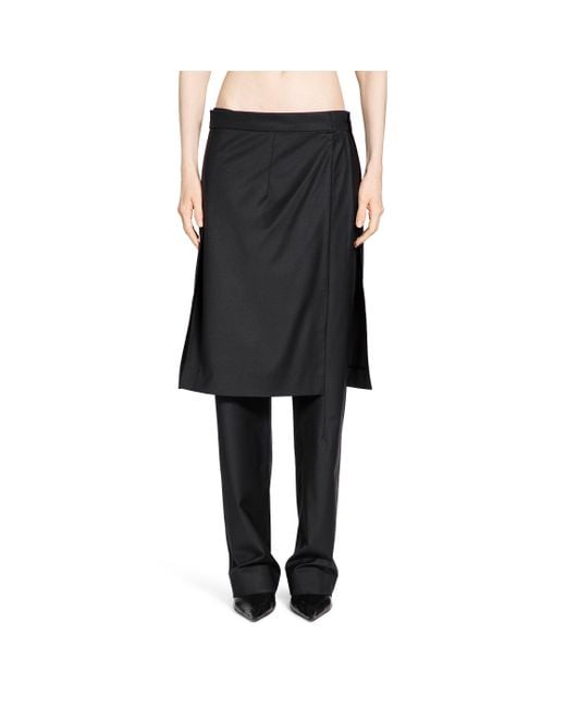 Litkovskaya Black Wool Blend Pants With Skirt Overlay