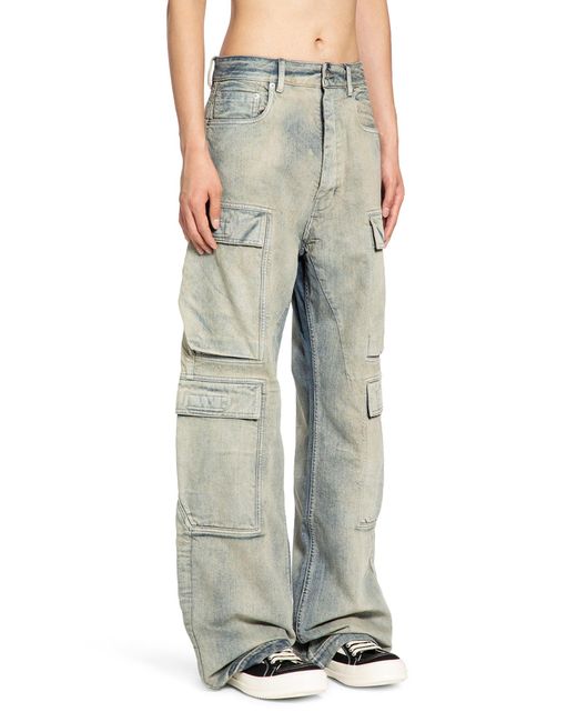 Rick Owens Green Double Cargo Jeans for men
