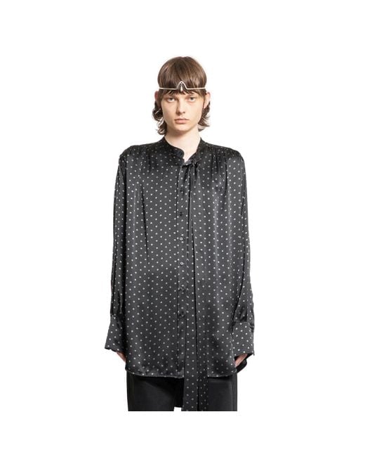 Ann Demeulemeester Gray Solan Lavallière Neck-Tie Shirt for men