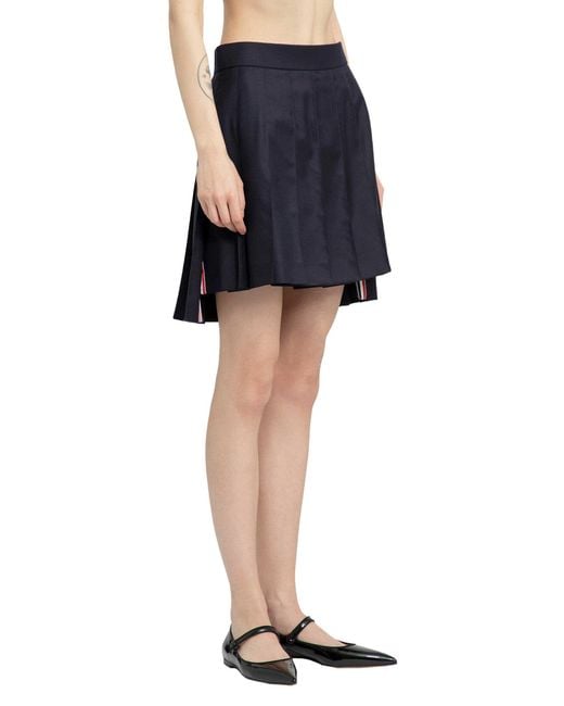 Thom Browne Blue Super 120's Twill Pleated Mini Skirt