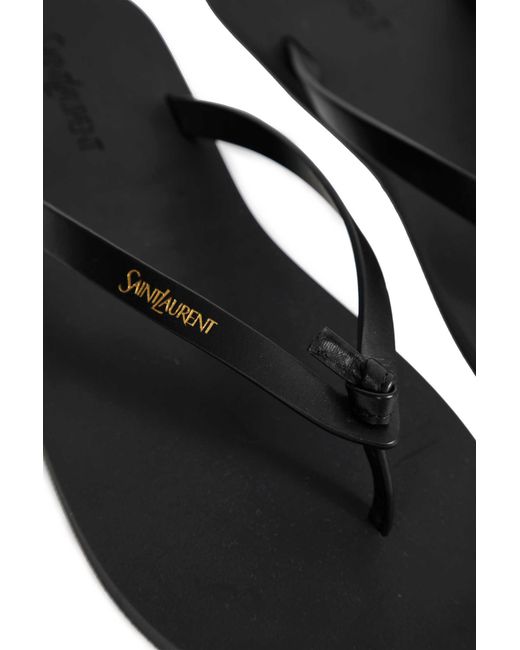 Saint Laurent Black Leather Pool Flip-Flops for men