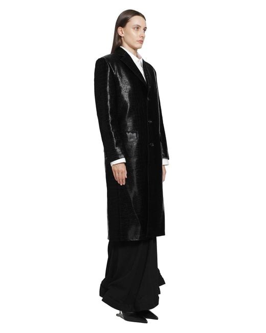Junya Watanabe Black Embossed Single Breasted Coat