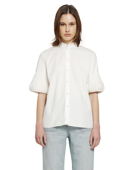Valentino White Short Sleeve Shirt With Pleated Cuffs
