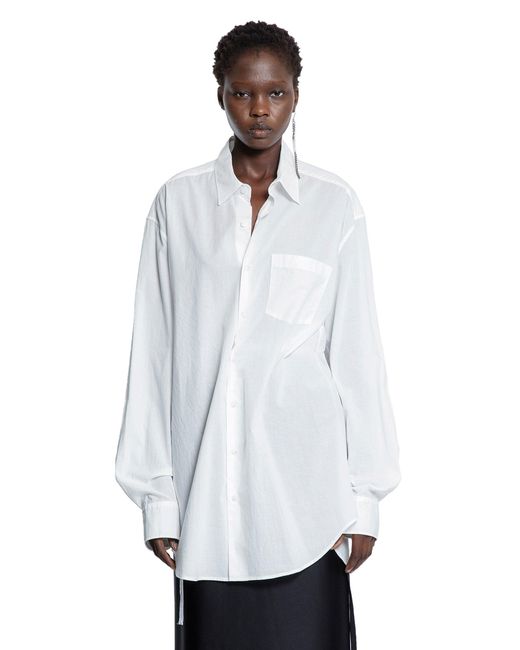 Ann Demeulemeester White Elisabeth Long High Comfort Pocket Shirt
