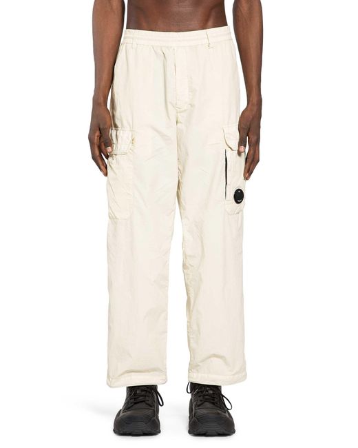 C P Company Natural Flatt Nylon Cargo Lens Pants for men