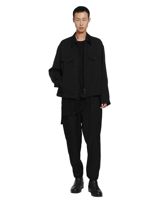 Yohji Yamamoto Black Asymmetric Hem Long Sleeve Tee for men