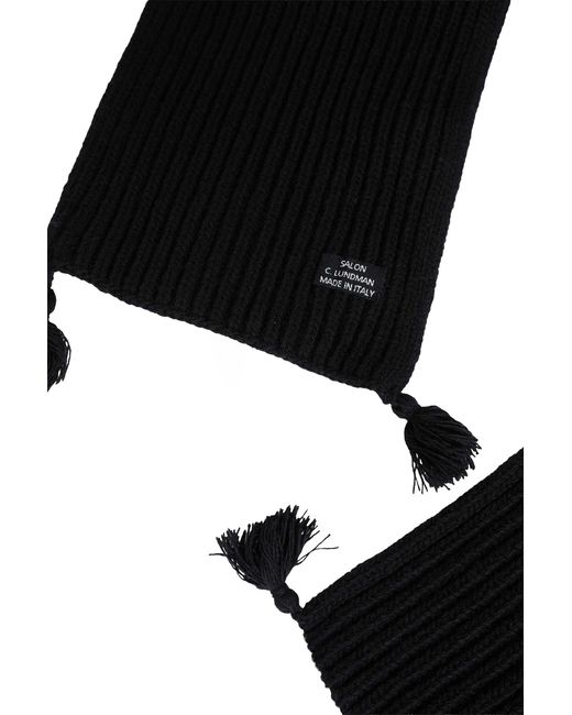 SALON C. LUNDMAN Black Tassel Scarf for men