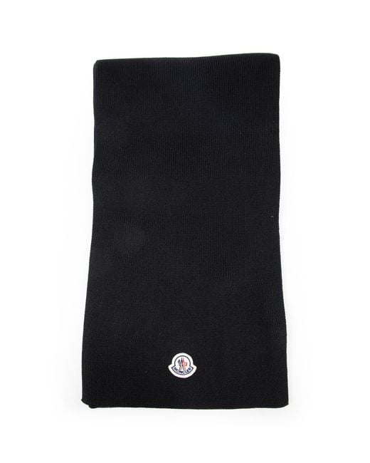 Moncler Black Wool Scarf for men