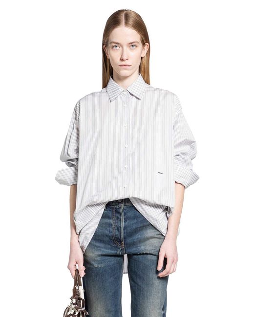 Prada White Striped Cotton Shirt