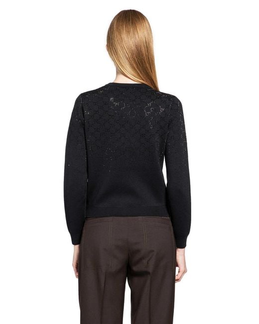 Gucci Black Gradient Gg Crystal Cardigan