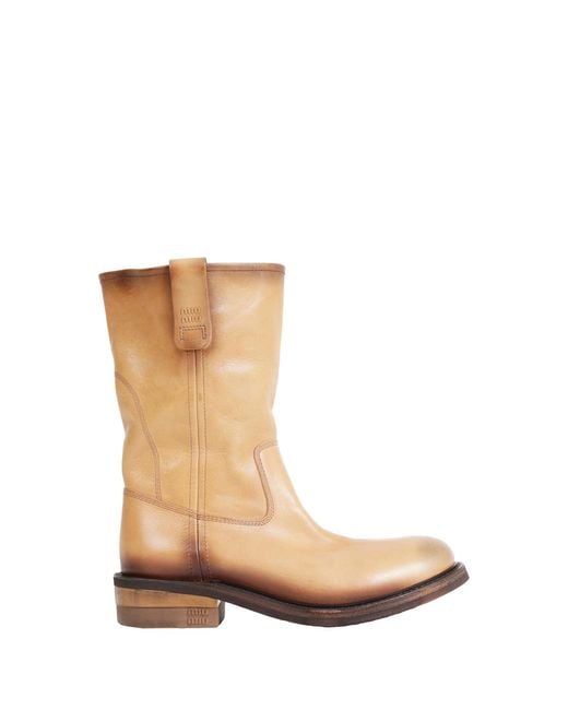 Miu Miu Natural Foule Leather Boots