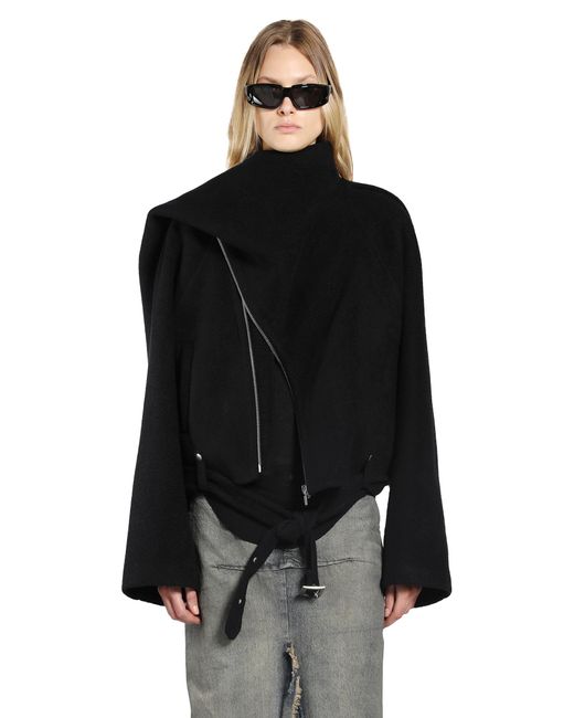 Rick Owens Black Concordia Cropped Scarf Flight Jacket Clothing