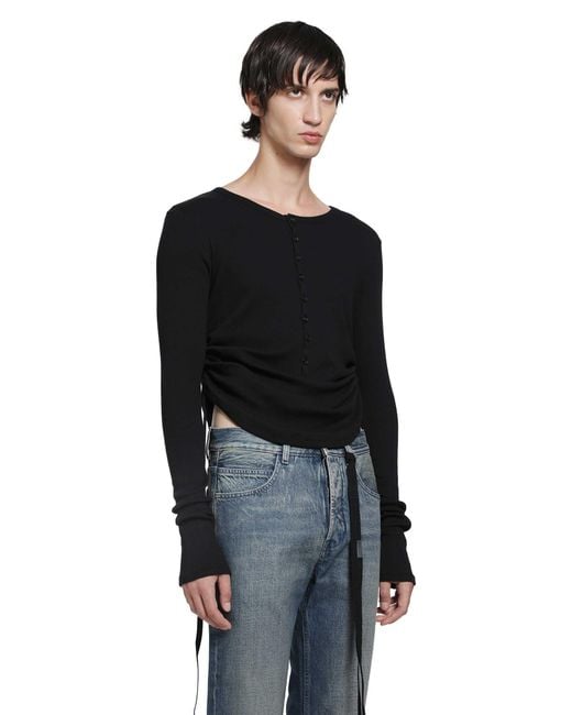 Ann Demeulemeester Black Hamar Wrinkled Serafino Top for men