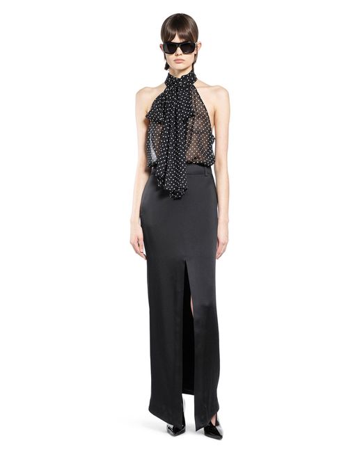 Tom Ford Black Polka Dot Silk Georgette Halter Top