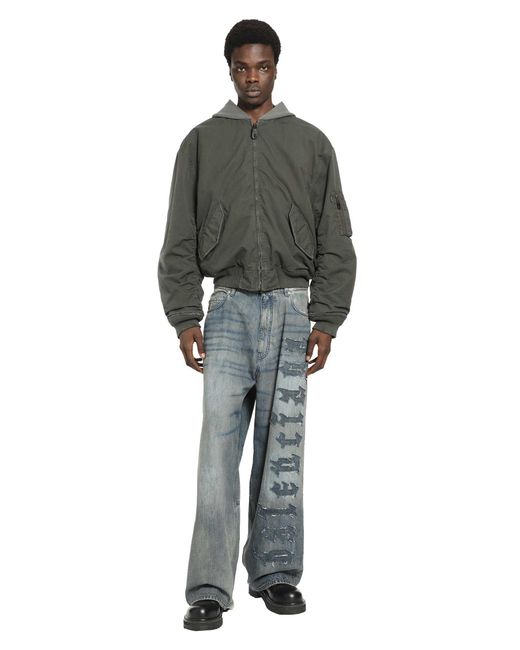 Balenciaga Gray Hooded Standard Bomber Jacket for men