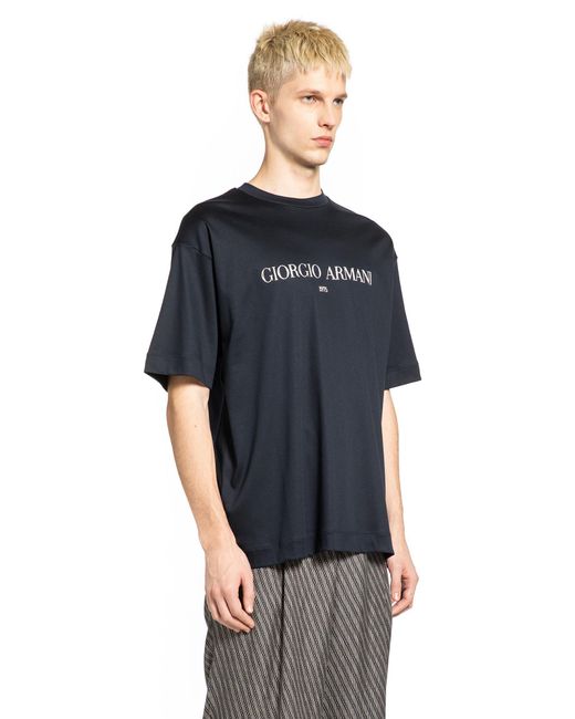 Giorgio Armani Blue Cotton Interlock Jersey T-Shirt for men