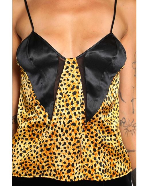 Versace Black Cheetah Allover Silk Slip Camisole