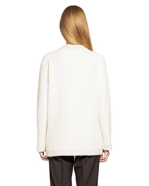 Gucci White Bouclé Lurex Wool Cardigan