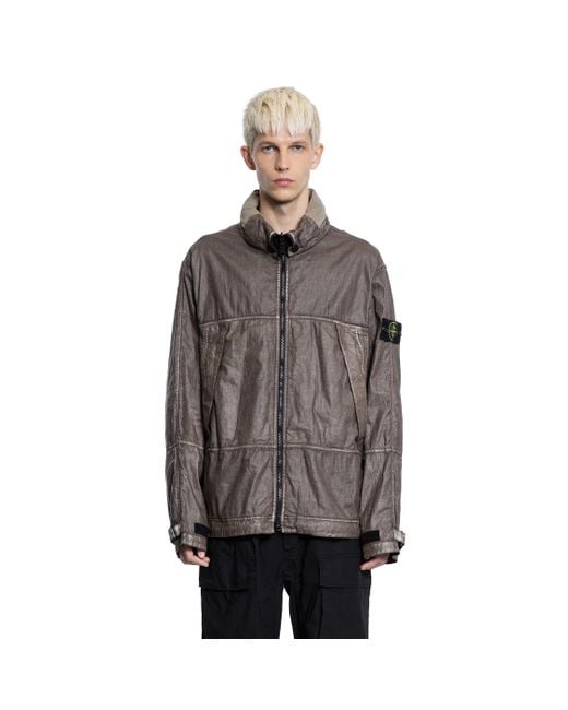 Stone Island Brown 4100040 Raw Linen Plated Ovd Parka for men