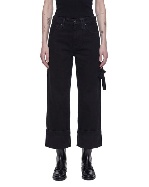 Simone Rocha Black Cropped Straight Leg Jeans