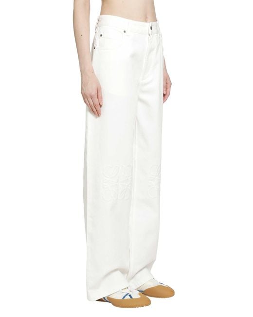 Loewe White Anagram Baggy Jeans