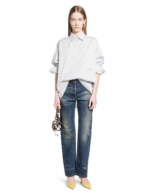 Prada White Striped Cotton Shirt