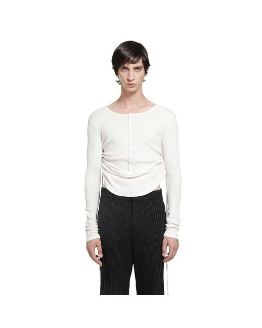 Ann Demeulemeester White Hamar Wrinkled Serafino Top for men