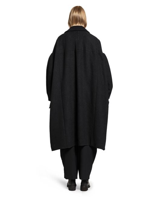 Cdg/cdg Black Puffed Sleeve Oversized Coat