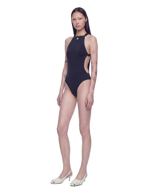 Courreges Blue Buckle Cut-Out Swimsuit